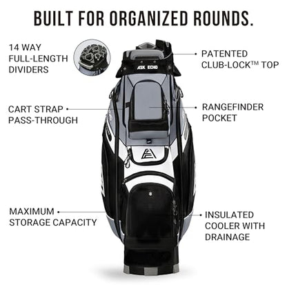 ASK ECHO T-Lock Golf Cart Bag, Quiet 14-Way Full-Length Divider - color: Grey