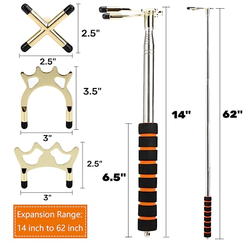 Pumtus Retractable Pool Cue Bridge, Billiards Cue Rest with 3 Pieces Removable Alloy Bridge Head, Snooker Pool Cue Bridge Stick, Billiards Table Accessories for Pool Table, Game, Competition