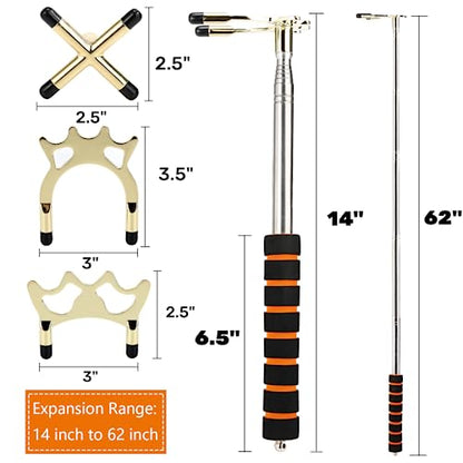 Pumtus Retractable Pool Cue Bridge, Billiards Cue Rest with 3 Pieces Removable Alloy Bridge Head, Snooker Pool Cue Bridge Stick, Billiards Table Accessories for Pool Table, Game, Competition