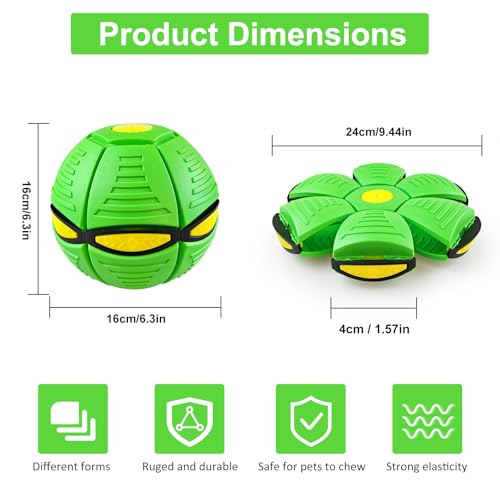 Magic Bouncing Ball 6-Light Dual Form – Pop up, Meta Ball Metaball Transforming Design – Flying Saucer Bouncy – Interactive Bouncing Balls for Parent-Child Interaction – Gift Pack –Green - color: Green