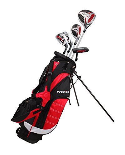 Precise XD-J Junior Complete Golf Club Set for Children | 3 Age Groups Boys & Girls | Right Hand & Left Hand Kids Golf Clubs Set w/ 2 HC's, Flex Shafts & Lightweight Stand Bag with Dual Straps - color: Red Ages 6-8, size: Right Hand