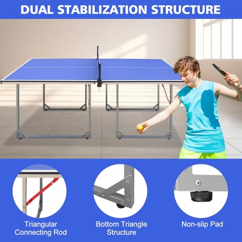 6 Foot Foldable Table Tennis Table with Net and Paddles for Indoor Outdoor Play