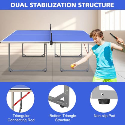 6 Foot Foldable Table Tennis Table with Net and Paddles for Indoor Outdoor Play