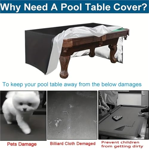 Pool Table Cover 1pc Anti-Tearing Dustproof Waterproof Billiard Table Cover, Pool (Black)(260x135x82cm) - size: 260x135x82cm