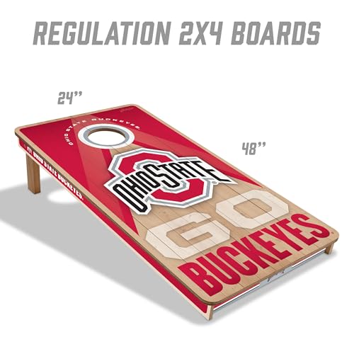 YouTheFan NCAA 2' x 4' Slogan Series Professional Wood Cornhole Game with Logo Bags - color: Ohio State Buckeyes