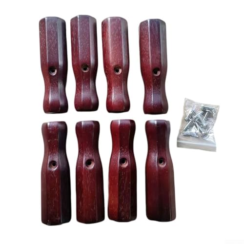 Foosball Table Handle Set 8 Wood Pieces With Nonslip Groove And Screws Rod End For 16mm Inner Diameter Soccer Table Rods(red) - color: red