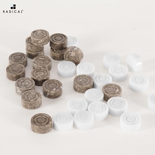 Radicaln Marble Checker Figures 1.25'' Inches Oceanic and White Handmade Checkers Board Games & Draughts Checker Piece, Classic Board Game for Outdoor - color: Gray Oceanic and White