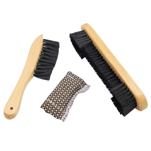 3Pcs Billiard Brush Set Wooden Handle 8 Inch 9 Long Wide for Pool Table Cleaning Soft Bristles No Scratch Felt Rail for Pool Tables and Cabinets