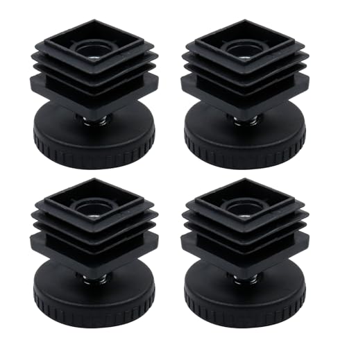 Antrader Home Office Table Desk Adjustable Leveling Foot,Plastic Metal Square Tube Insert Kit, 30mm x 30mm Black, 4 Sets - color: Black,d40xm8, size: 30x30mm