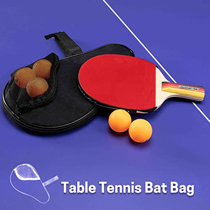 VISEMAN Table Tennis Racket Cover, Ping Pong Paddle Case, Portable Waterproof Table Tennis Bat Bag to Hold 2 Paddles 5 Balls - color: Black