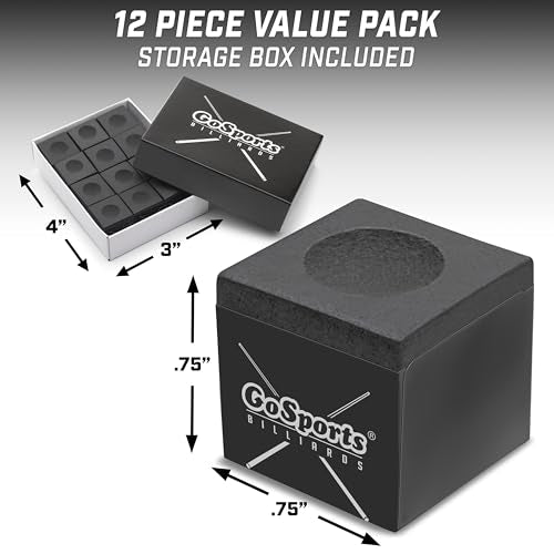 GoSports Premium Pool Cue Chalk Cube 12 Pack - Black, Blue, Red, or Green - Billiards Pool Stick Chalk - color: Black