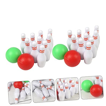 2sets Mini Bowling Model of Simulated Bowling for Mini House Decoration Creative and Realistic Accessory for Photography and Play