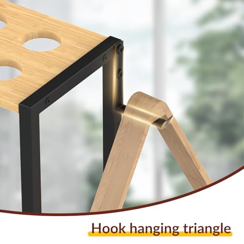 YBING Pool Stick Holder - Pool Cue Stand Hold up to 10 Cues Sticks Billiard Pool Cue Holder Cue Stick Rack Pool Table Accessories for Game Room Billiard Clubs, Natural Bamboo - color: Natural Bamboo