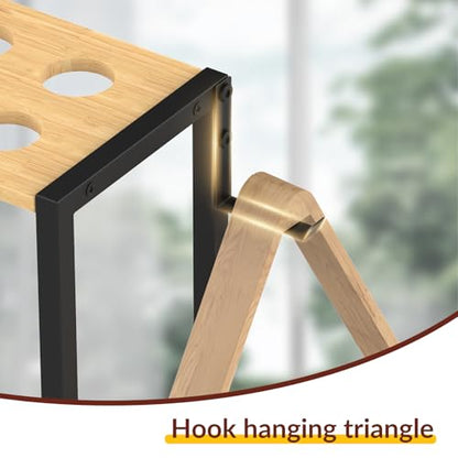 YBING Pool Stick Holder - Pool Cue Stand Hold up to 10 Cues Sticks Billiard Pool Cue Holder Cue Stick Rack Pool Table Accessories for Game Room Billiard Clubs, Natural Bamboo - color: Natural Bamboo