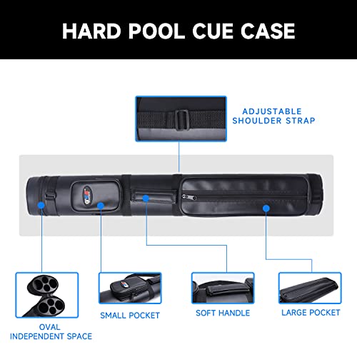 GSE Games & Sports Expert 2x2 Deluxe Hard Billiard Pool Cue Stick Carrying Case, Billiard Cue Case, Billiards Accessories (Several Colors Available) - color: Oval - Black