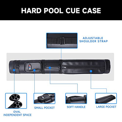 GSE Games & Sports Expert 2x2 Deluxe Hard Billiard Pool Cue Stick Carrying Case, Billiard Cue Case, Billiards Accessories (Several Colors Available) - color: Oval - Black