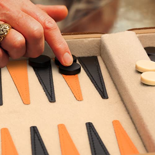 Yellow Mountain Imports Travel Magnetic Leatherette Backgammon Mini Game Set, Bozcaada - with Magnetic Checkers, 9-inch Board - color: Wheat Beige