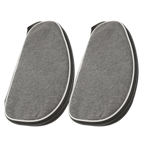 Cabilock 2pcs Table Tennis Racket Case Paddle Bag with Zipper Storage Organizer Grey Shell Portable Sports Bag for Ping Pong Paddle and Ball Carrying