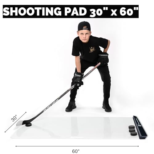 Ace Hockey Shooting Pad 30" x 60" Plus Puck Rebounder - Synthetic Ice Mat with Puck Passer - 12.5 sqft Shoot Pad with Hockey Passer for One Timers - Practice Hockey