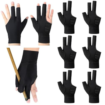 Civaner 8 Pcs Billiard Pool Glove Left Hand 3-Finger Snooker Cue Sport Glove Smooth Stroke Snooker Carom Accessories Anti-Slip Cue Gloves for Men Women - color: Black