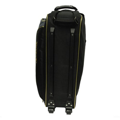 Pyramid Path Triple Tote Roller Plus Bowling Bag with Detachable Shoe Bag (Fits US Mens Size 15), Accessory and Side Pocket, Lightweight Travel Design - color: Black/Gold/Grey 24K Edition