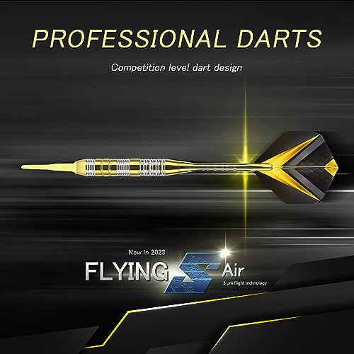 Soft Tip Darts Set 3 Aluminum Shaft Professional Darts Plastic Tip Sets 2BA Replacement Tips + Extra 3 Dart Flights 3 Replace Plastic Shafts for Electronic Dart Board - color: Yellow