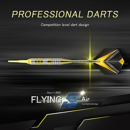 Soft Tip Darts Set 3 Aluminum Shaft Professional Darts Plastic Tip Sets 2BA Replacement Tips + Extra 3 Dart Flights 3 Replace Plastic Shafts for Electronic Dart Board - color: Yellow