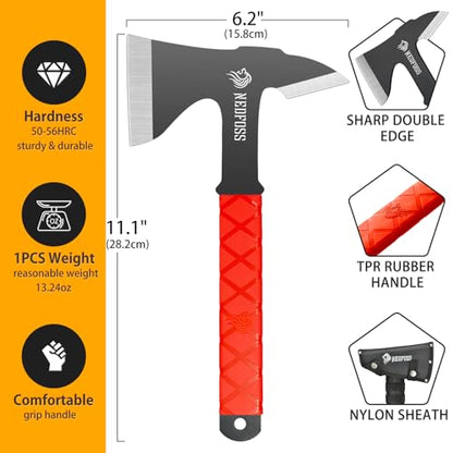 NedFoss Throwing Axes and Tomahawks, 3.14" Blades Throwing Axe Pack of 3 | 11.1" Full Tang Throwing Axe Set, Tomahawk Axe with Nylon Sheath for Axe Throwing Game, Recreation and Competition