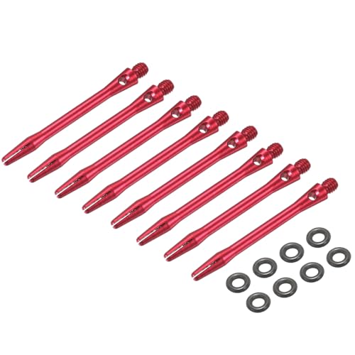 PATIKIL Aluminum Dart Shafts 2BA Thread Dart Stems Replacement Accessories with Rubber Rings for Steel Tip - color: Red, size: 48mm