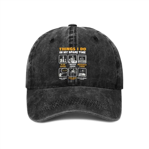 Funny Dog Lover Chess Club Pieces Game Board Player Humor Baseball Cap for Men, Adjustable Trucker Hat Fishing Hats Black