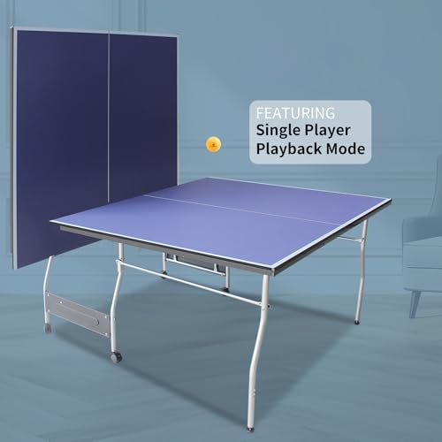 Table Tennis Table, 8 Ft Foldable & Portable Ping Pong Table Set with 2 Table Tennis Paddles, 3 Balls and Net for Indoor Outdoor Game - style: Style B