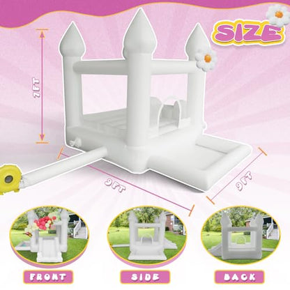 AKSPORT White Bounce House Castle Inflatable Jumping Castle with Slide & Air Blower for Kid, Wedding, Birthday Party Castle, 9 * 9 * 7FT - style: 9x9x7ft-white