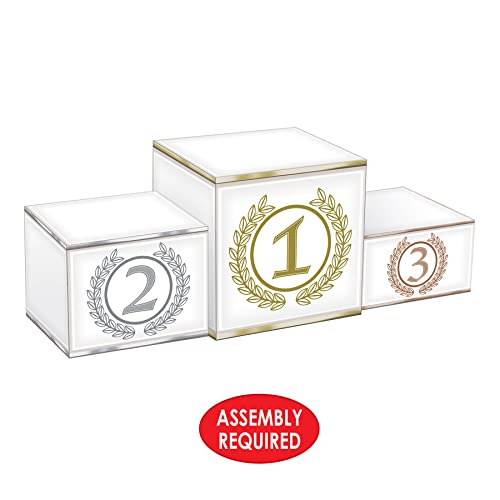 Beistle 3-D Podium Centerpieces – 2 Pack Tiered Awards Podium Display Decorations for Victory Tables, International Tournaments, Achievement Celebrations, Banquets, Ceremonies and Events, 5" x 14" - style: Podium