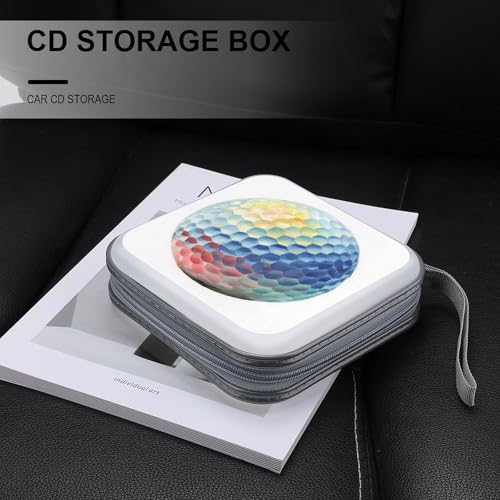 Watercolor Cute Golf Ball CD Case DVD Storage Case Portable for Car Home Travel