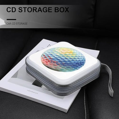 Watercolor Cute Golf Ball CD Case DVD Storage Case Portable for Car Home Travel
