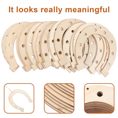 24pcs Unfinished Wooden Horseshoe for Crafts: 6X7 Inch Blank Graffiti Horseshoe Cutouts Scratch for Crafts Shaped Wood Slices for Christmas DIY Western Celebration Home Decoration