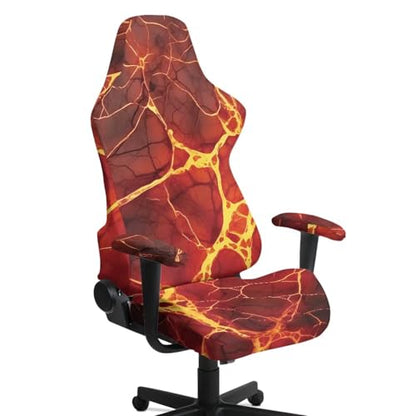 3D Volcanic Rock Gaming Chair Covers Stretchable 4 Piece Set Universal Armchair Slipcovers Soft Protective Furniture Protector for Living Room Bedroom College Students Dorm Room - color: 3d Volcanic Rock