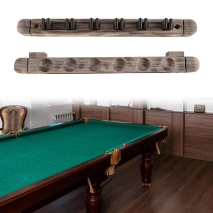 predolo 6 Hole Pool Cue Rack for Billiard Sticks Wall Mounted Holder, Gray
