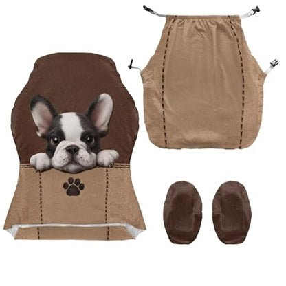 Suobstales Boston Terrier Paw Print Gaming Chair Covers, Stretchable Elastic Computer Desk Chair Cover with Armrest Covers, 4Pc/Set Soft Non Fading Office Chair Covers Slipcovers - color: Boston Terrier Paw
