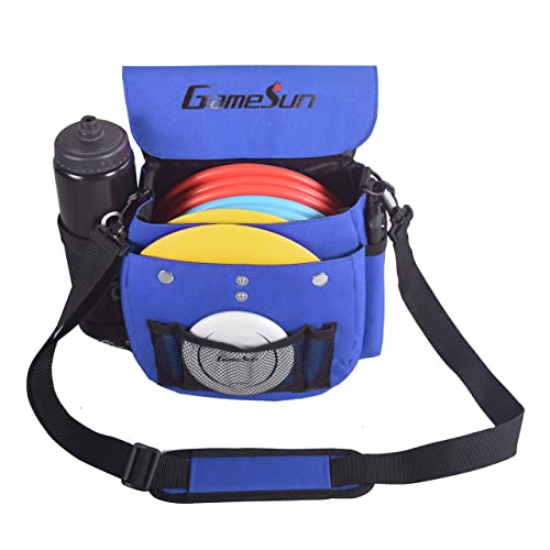 DISC Golf Set-Includes 1pc Heavy Duty Nylon Carry Bag, 2pcs Drivers, 2pcs Mid-Ranges, 2pcs Putters, 1pc Mini Disc Marker, 1pc 12”x12” Embroider Logo Black Towel and 1pc Gift Color Box - color: Blue