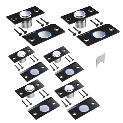Mousike Door Ball Catch Hardware, Adjustable Hidden Magnetic Ball Catch, Stainless Steel Strike Plate with Strong Suction, Door Ball Catch Replacement for Top of Door (6 Pack, Black) - color: Black, size: 6 Pcak - Magnetic