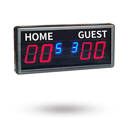 Indoor Score Keeper, Electronic Ping Pong Scoreboard with Wireless Remote Control, 6 Digits Score Unit with Round Scores 0-99 in Red and Match Scores 0-9 in Blue, Tabletop & Wall Mount