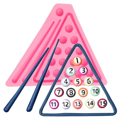 Mini Billiard Balls Set Resin Casting Mold, Pool Table Triangle Ball Rack Silicone Molds for Cake Decoration Candy Cupcake Topper Cake Polymer Clay Crafts Epoxy Resin