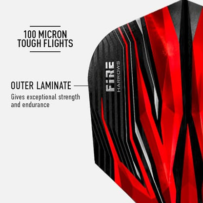 Harrows Fire Dart Flights | 5 x Sets Darts Flights (15 Flights Total) I 100 Micron Dart Flights I Premium Extra Strong Made in UK I Professional Darts Accessories I Red Dart Flights - color: Red