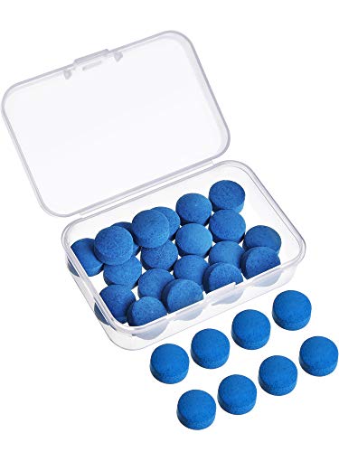 Jetec 30 Pieces Billiard Pool Cue Tips 13 mm Blue Pool Stick Tips Replacement Kit with Storage Box for Snooker Supplies