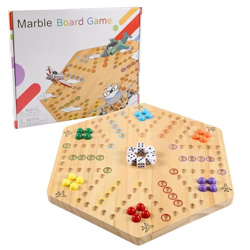 15 in Wahoo Board Game, Marble Board Game for 4-6 Players, Fast Track Board Game with Complete Accessories, Classic Board Game for Game Night, Parties - color: Small, Wood Log