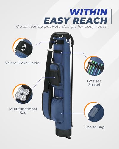 Golf Lightweight Stand Bag, Portable Golf Carry Bag with Insulated Cooler Pocket, Easy to Carry and Ideal for Driving Range, Pitch n Putt, Par 3, Executive Courses - color: Dark Blue