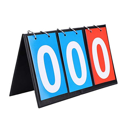 Portable Scoreboard, 2/3/4 Digit Flip Sports Scoreboard Score Counter for Table Tennis Basketball(3 Digit)