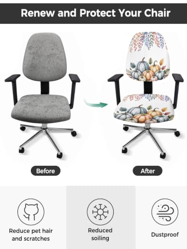 Savannan Office Chair Cover, Retro Thanksgiving Pumpkin Leaf Protective Stretch Elastic Universal Cover for Desk Task Chair,Computer Rotating Chair 1 Pcs Autumn Maple Leaves