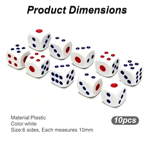 11.8" Jumbo Inflatable Dice, 2pack Outdoor Fun Giant Inflatable Dice Set and 12mm 10pcs Dice for Indoor and Outdoor Broad Game, Ludo and Pool Party (Red) | Includes 0.5 Inch 10 Pcs Dice, Indoor and Outdoor, For Broad Game, Ludo and Pool Party, Giant Infla